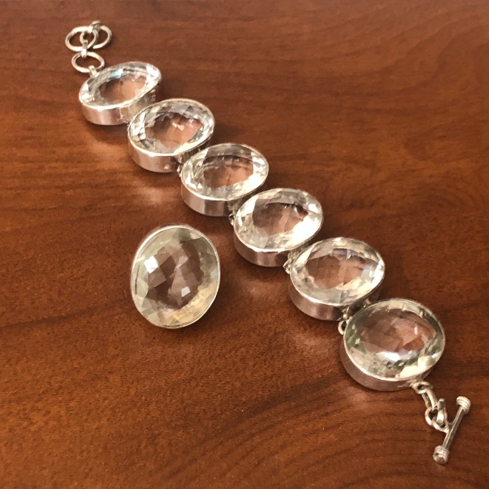 Sterling Silver 925 Ring 💍 & Bracelet with Rhinestones